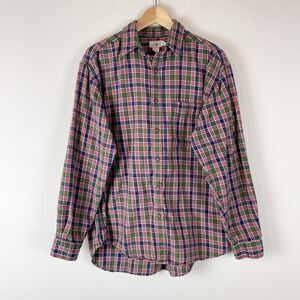 Vintage J Crew Oarsman Flannel Shirt Mens Medium Plaid Button Up Causal 90s